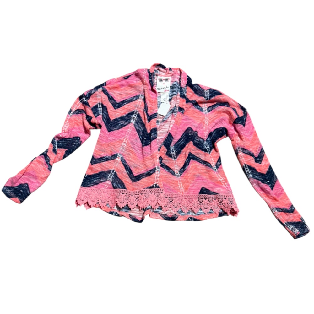 Girls Belle Du Jour Pink and Navy Chevron Knit - Picture 3 of 4